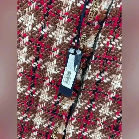 NWT Versace Tweed Boucle Midi Skirt Front Slit Gold Details Black Red Size 38 /2 - Picture 5 of 15